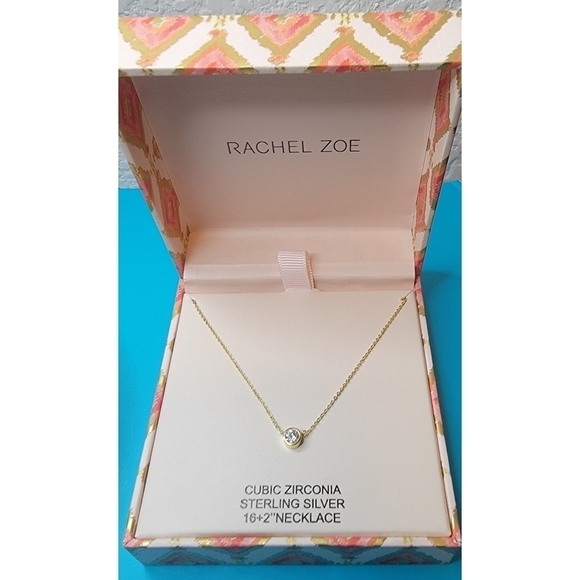 New Rachel Zoe Cubic Zirconia Sterling Silver Necklace - Picture 2 of 6